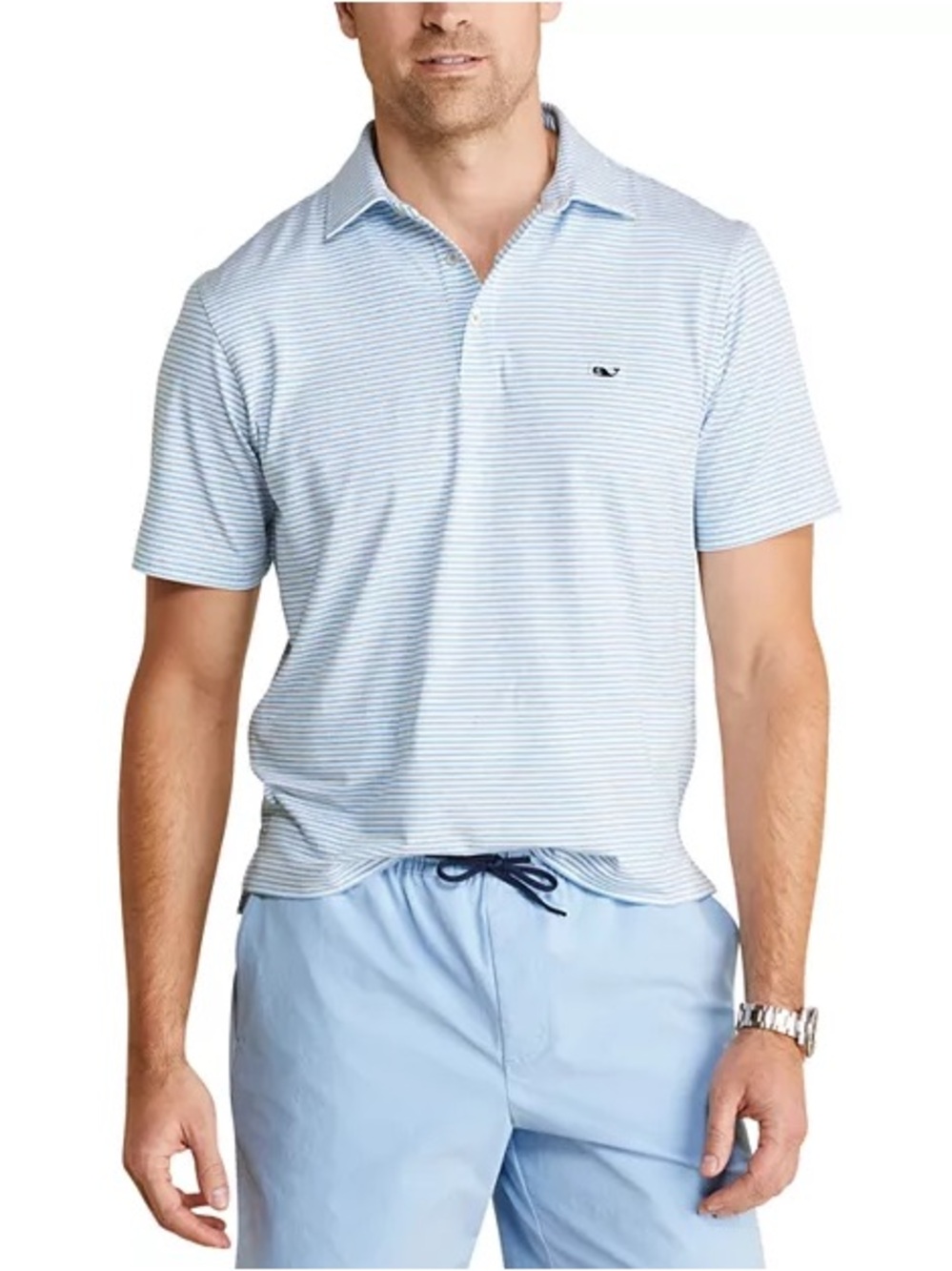 Vineyard Vines Light Blue White Striped Polo